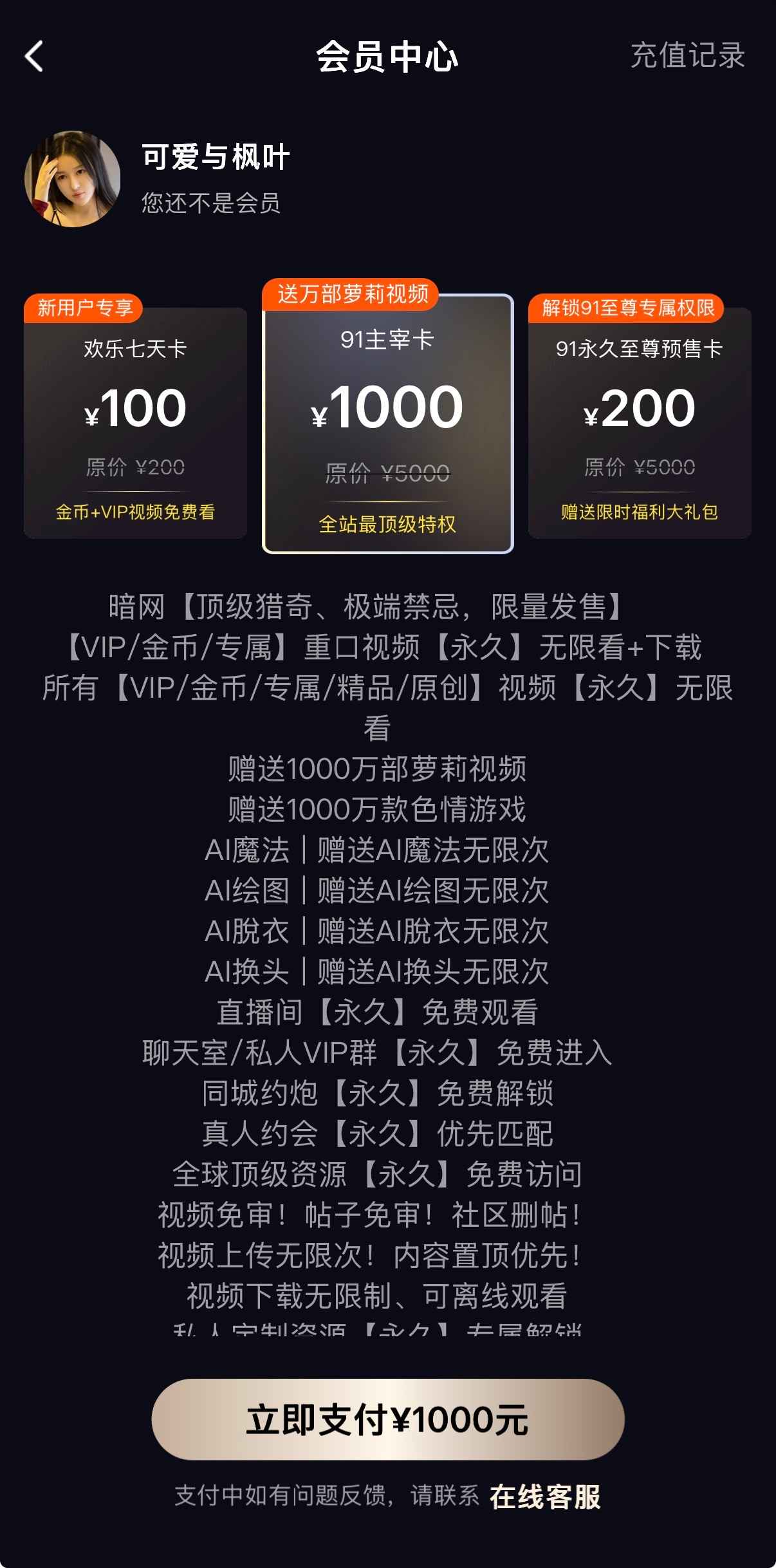 91PORN会员中心专属权益界面